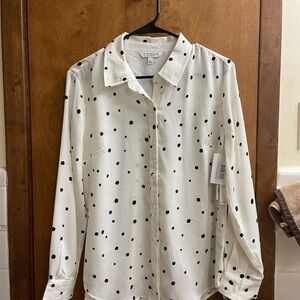 Liverpool White and Black Casual Button Down Shirt